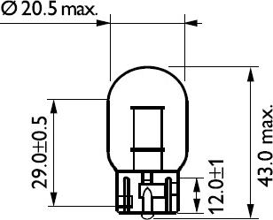 PHILIPS 12071B2 - ŻARÓWKA WY21W 12V-21W WX3X16D POMARAŃCZOWA CAŁOSZKLANA BLISTER 2SZ