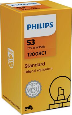 PHILIPS 12008C1 - ZAROWKA S3 12V 15W P26S PHILIPS