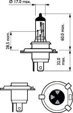PHILIPS 12342LLECOC1 - ZAROWKA HAL.H4 12V 60-55W PHIL.LLECO