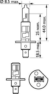 PHILIPS 12258VPB1 - ZAROWKA HAL.H1 12V 55W PHIL.VISION