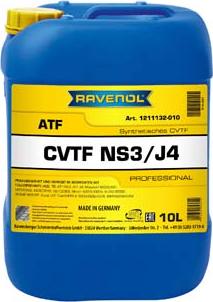 Ravenol 1211132-010-01-999 - OLEJ RAVENOL CVTF NS3-J4 FLUID 10L - QASHQAI J11 13- - LANCER 12- - KOLEOS 14- - PEUGEOT 4008 14-