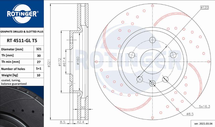Rotinger RT 4511-GL T5 — Tarcza hamulcowa