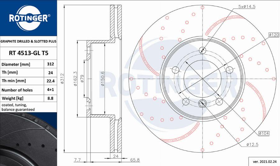 Rotinger RT 4513-GL T5 — Tarcza hamulcowa