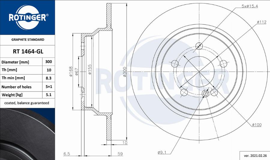 Rotinger RT 1464-GL — Tarcza hamulcowa