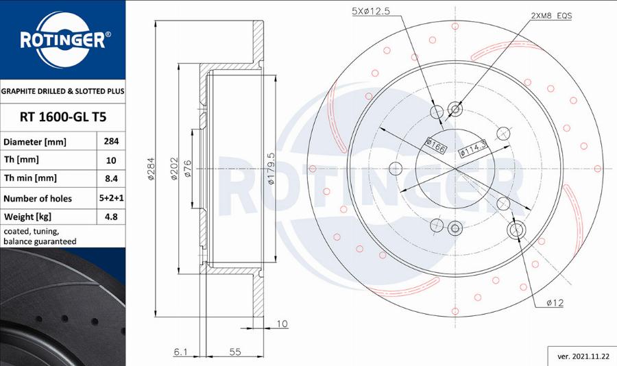 Rotinger RT 1600-GL T5 — Tarcza hamulcowa