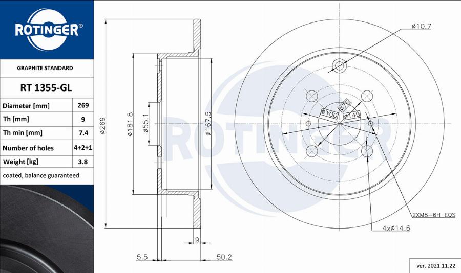 Rotinger RT 1355-GL — Tarcza hamulcowa