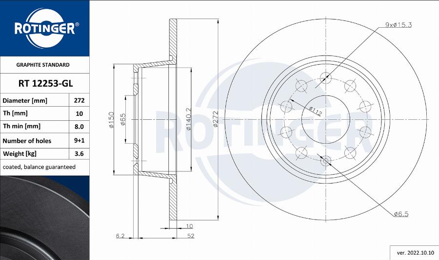 Rotinger RT 12253-GL — Tarcza hamulcowa