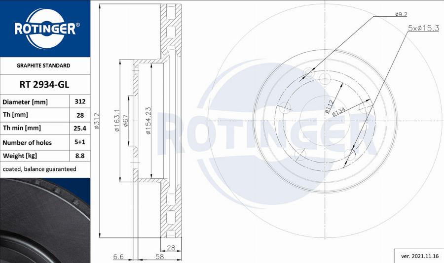 Rotinger RT 2934-GL — Tarcza hamulcowa