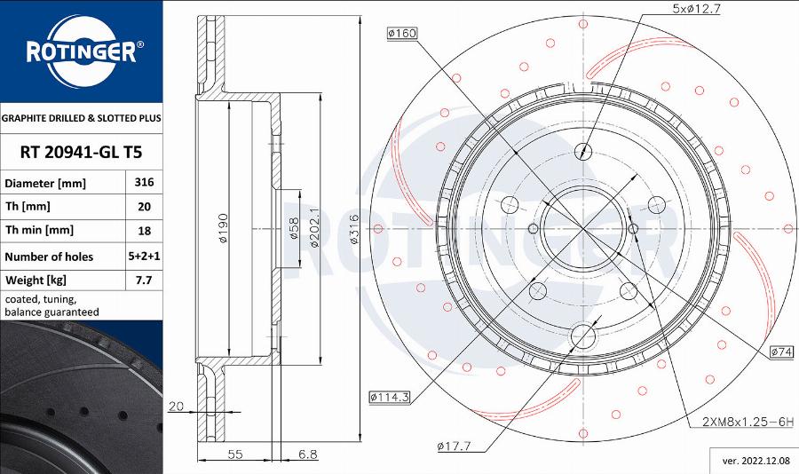 Rotinger RT 20941-GL T5 — Tarcza hamulcowa