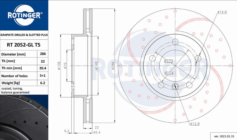 Rotinger RT 2052-GL T5 — Tarcza hamulcowa