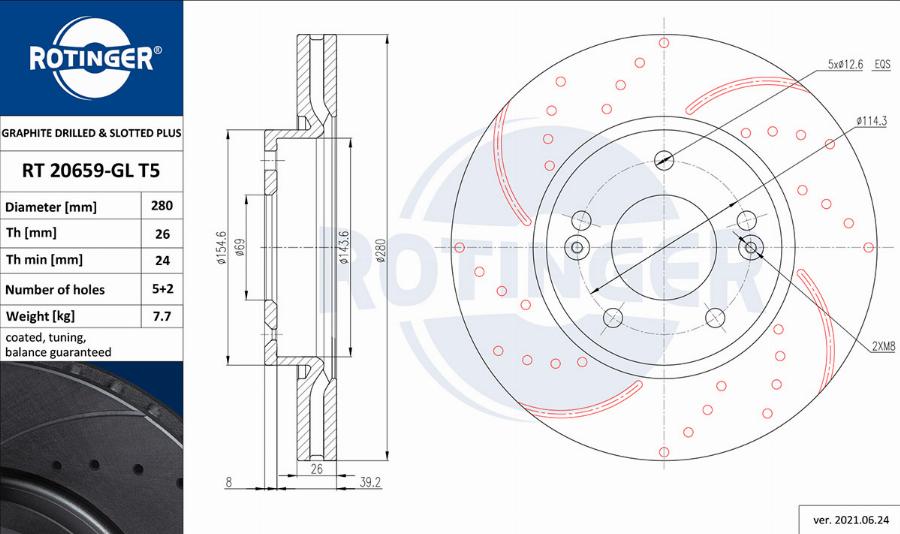 Rotinger RT 20659-GL T5 — Tarcza hamulcowa