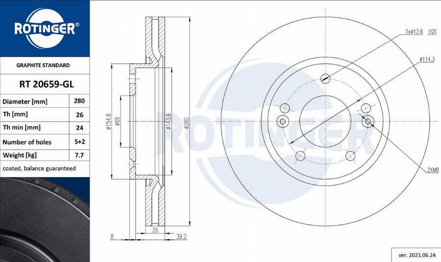 Rotinger RT 20659-GL — Tarcza hamulcowa