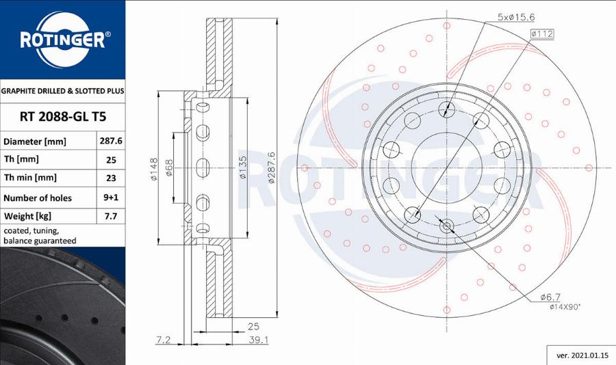 Rotinger RT 2088-GL T5 — Tarcza hamulcowa
