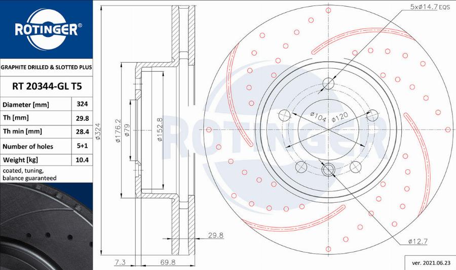 Rotinger RT 20344-GL T5 — Tarcza hamulcowa