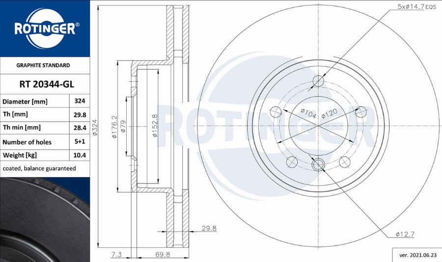 Rotinger RT 20344-GL — Tarcza hamulcowa