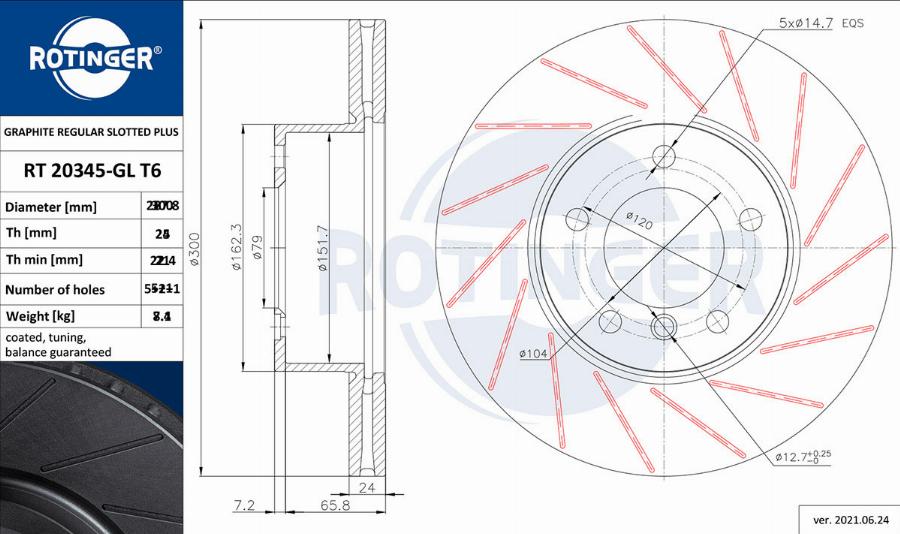 Rotinger RT 20345-GL T6 — Tarcza hamulcowa