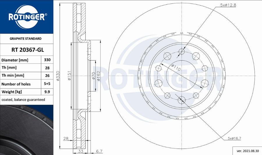 Rotinger RT 20367-GL — Tarcza hamulcowa