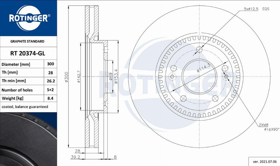 Rotinger RT 20374-GL — Tarcza hamulcowa