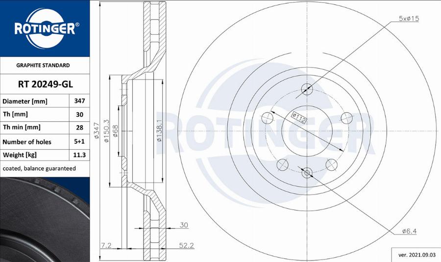 Rotinger RT 20249-GL — Tarcza hamulcowa