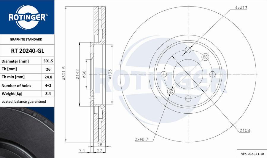 Rotinger RT 20240-GL — Tarcza hamulcowa