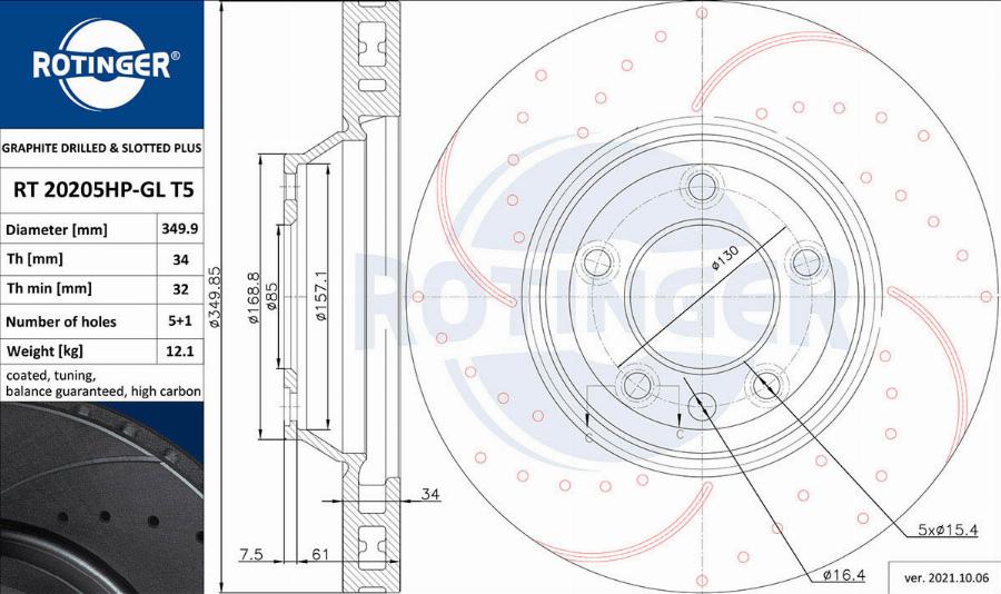 Rotinger RT 20205HP-GL T5 — Tarcza hamulcowa