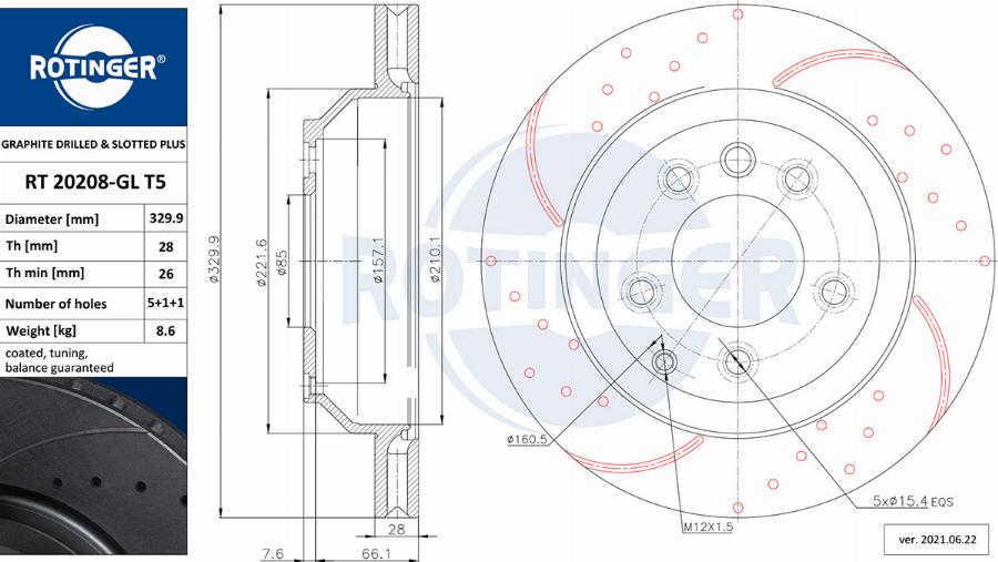 Rotinger RT 20208-GL T5 — Tarcza hamulcowa