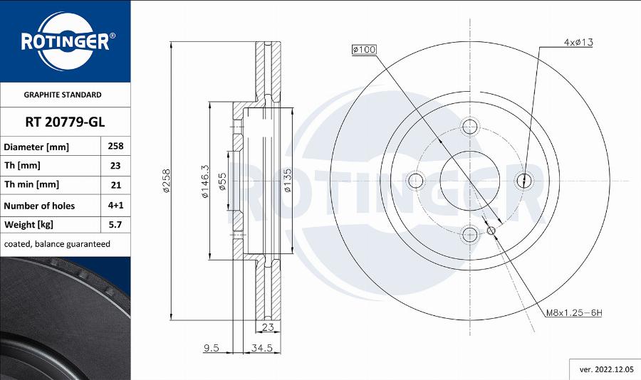Rotinger RT 20779-GL — Tarcza hamulcowa