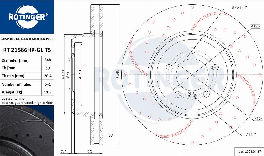 Rotinger RT 21566HP-GL T5 — Tarcza hamulcowa
