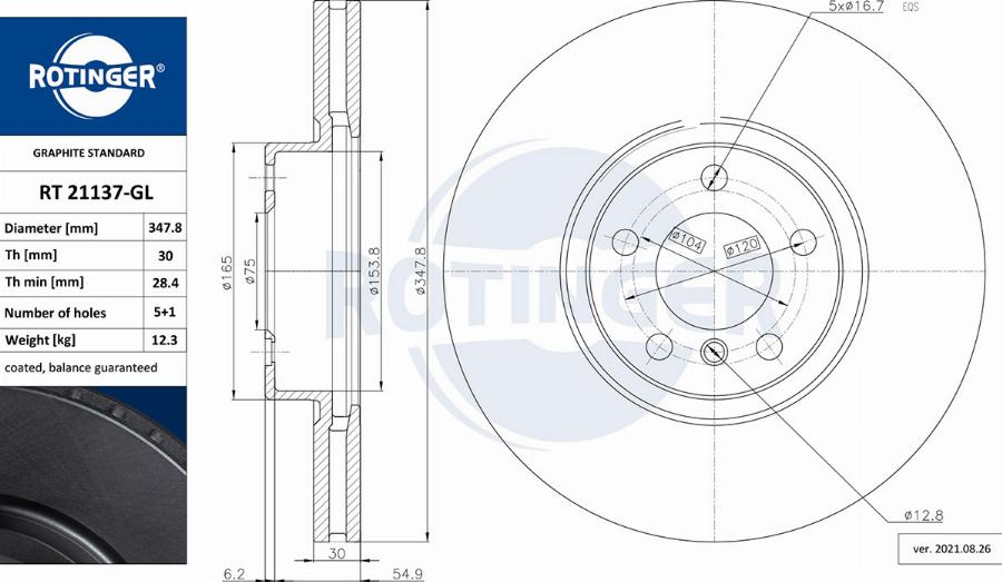 Rotinger RT 21137-GL — Tarcza hamulcowa