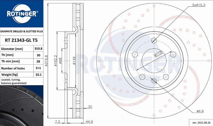 Rotinger RT 21343-GL T5 — Tarcza hamulcowa
