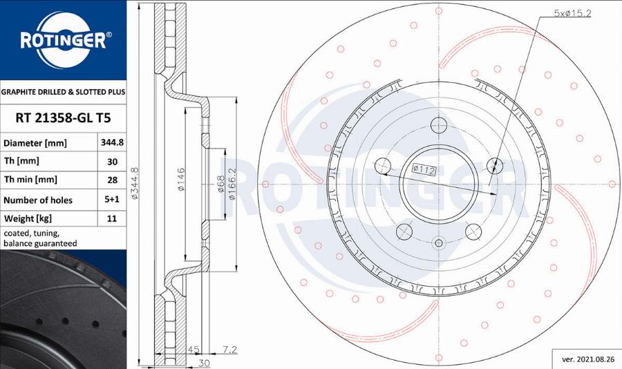 Rotinger RT 21358-GL T5 — Tarcza hamulcowa