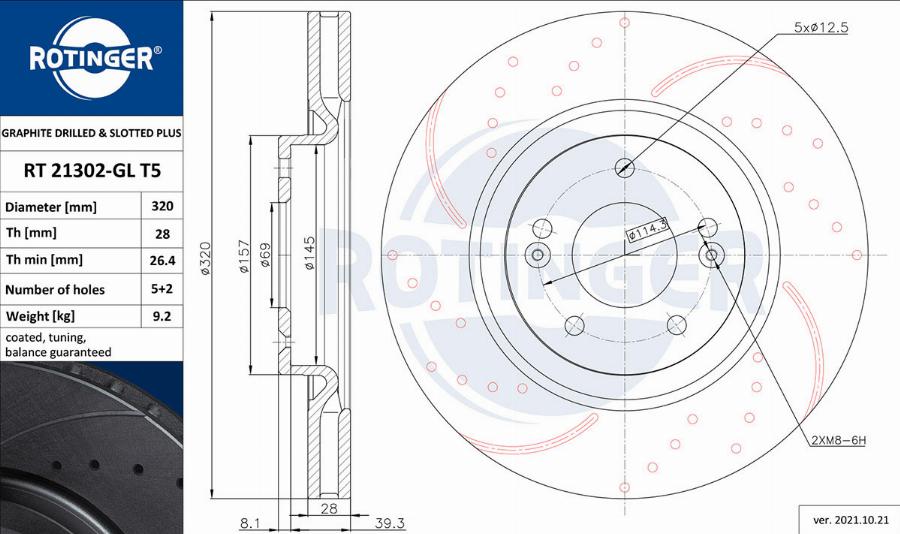 Rotinger RT 21302-GL T5 — Tarcza hamulcowa