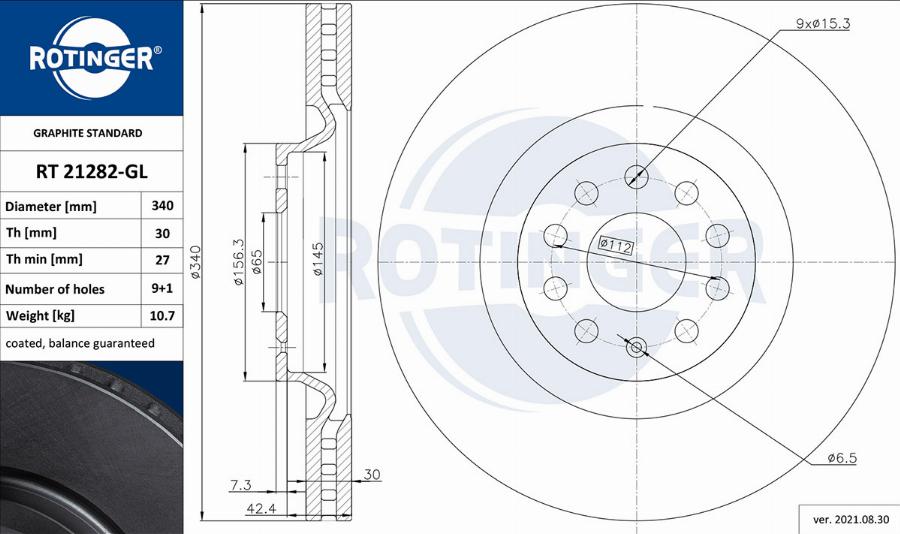 Rotinger RT 21282-GL — Tarcza hamulcowa