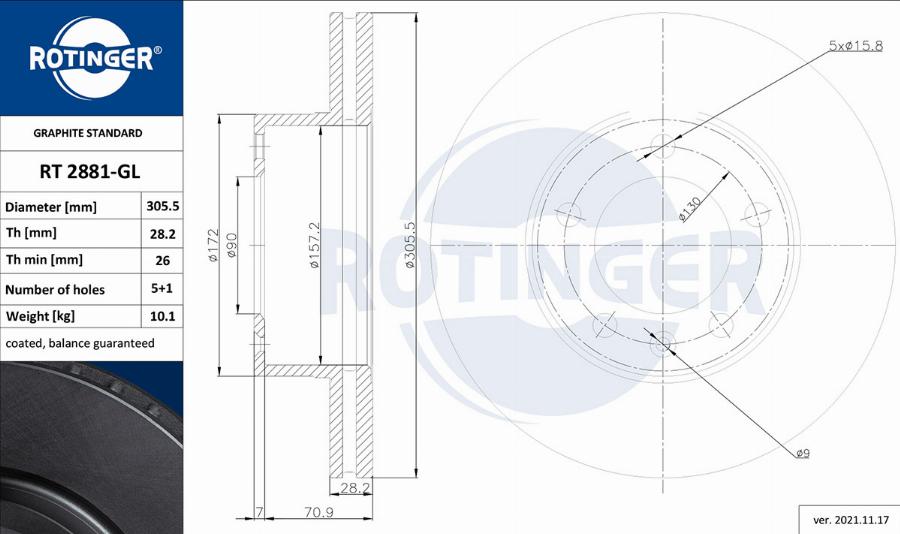 Rotinger RT 2881-GL — Tarcza hamulcowa