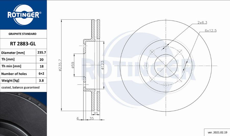 Rotinger RT 2883-GL — Tarcza hamulcowa