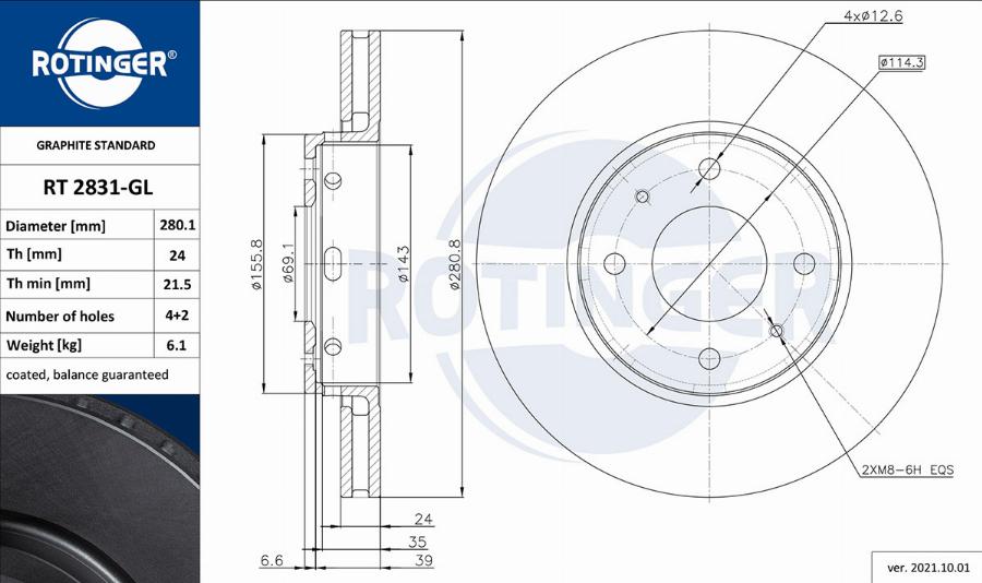 Rotinger RT 2831-GL — Tarcza hamulcowa