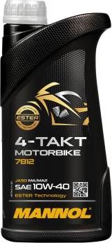 SCT-MANNOL MN7812-1 - OLEJ MANNOL 10W40 1L MOTORBIKE 4T ESTER TECHNOLOGY SL - JASO MA-MA2 - PLASTIKOWE OPAKOWANIE