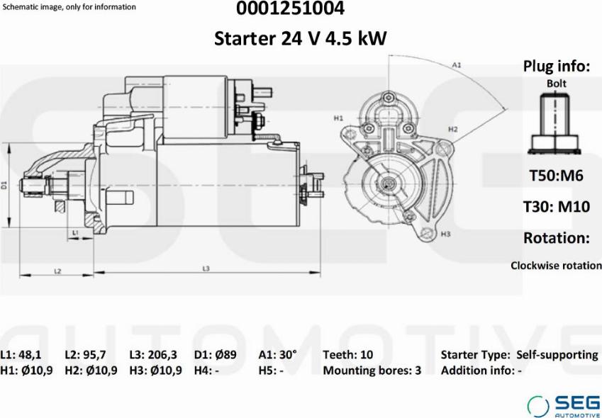 SEG AUTOMOTIVE 0001251004 — Rozrusznik