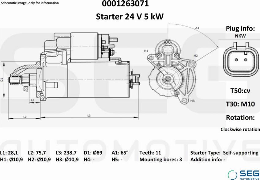 SEG AUTOMOTIVE 0001263071 — Rozrusznik