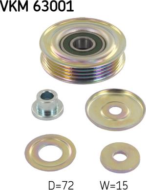 SKF VKM 63001 — Rolka kierunkowa / prowadząca, pasek klinowy zębaty