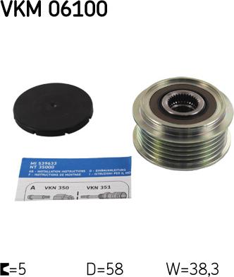 SKF VKM 06100 — Koło pasowe, alternator