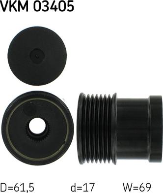 SKF VKM 03405 - KOŁO PASOWE ALTERNATORA FORD TRANSIT 2.4TDCI 00-