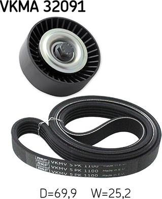 SKF VKMA 32091 — Zestaw paska klinowego wielorowkowego