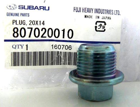 Subaru 807020010 - KOREK SPUSTOWY OLEJU SUBARU IMPREZA 92- 20X14