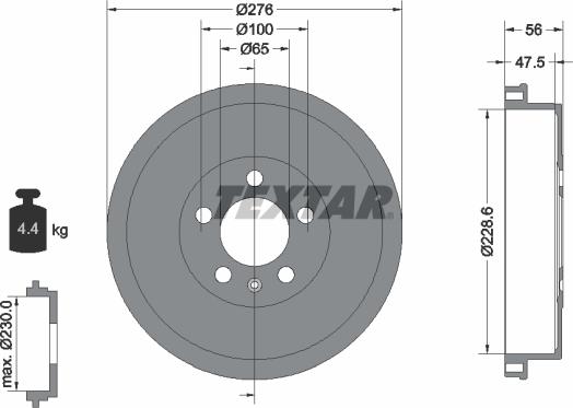 Textar 94044600 — Bęben hamulcowy