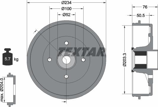Textar 94045000 — Bęben hamulcowy