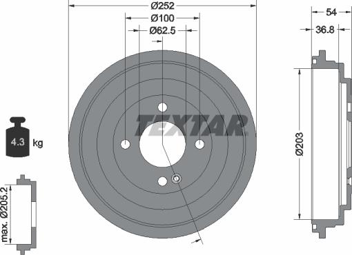 Textar 94046700 — Bęben hamulcowy
