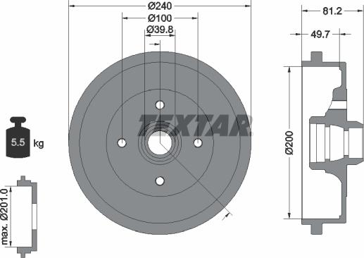 Textar 94006700 — Bęben hamulcowy