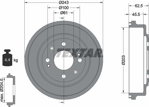 Textar 94017600 — Bęben hamulcowy