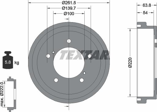 Textar 94037800 — Bęben hamulcowy